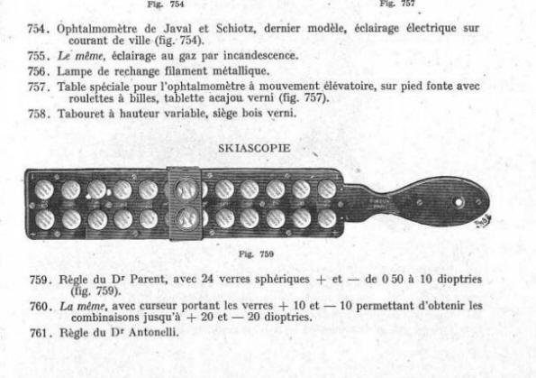 Skiascopio del dr. Parent Catalogo Guyot inizio 1900