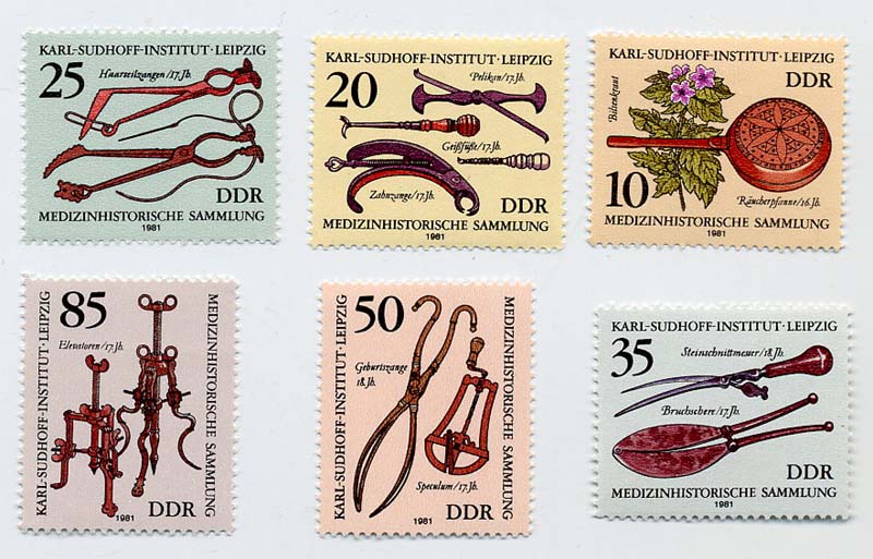Filatelia e antichi strumenti medicali - Timbres et instruments mdicaux - Stamps and medical instruments