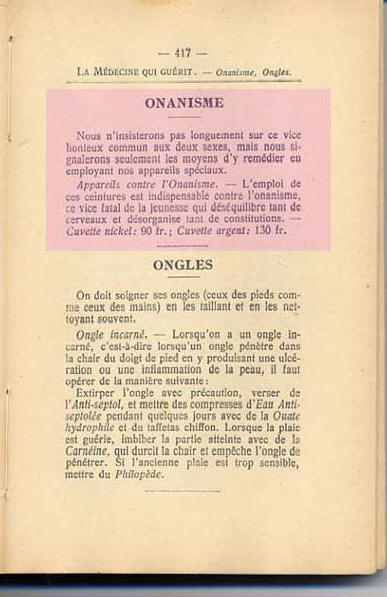 Catalogo antichi apparecchi antionanismo appareils contre l'onanisme