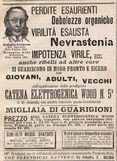 pubblicità cinture galvaniche