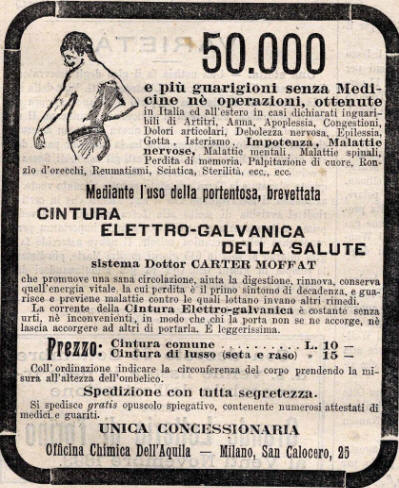 pubblicità cinture galvaniche